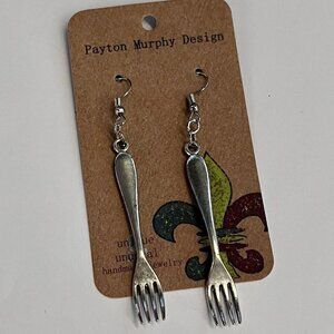 Dig In earrings: whimsical little fork earrings / cutlery earrings / food and dr